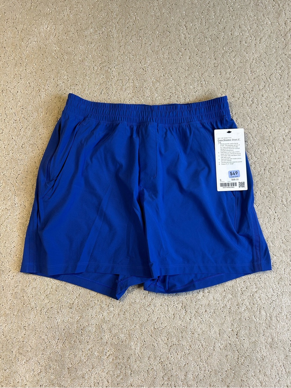 NWT Lululemon Pace Breaker Lined Shorts 5” LL Beach Ball Blue - Men’s S